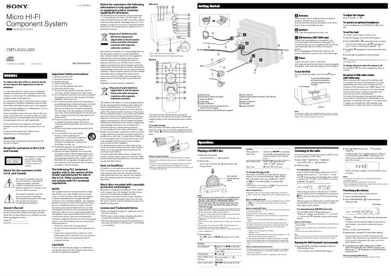 Página 1 del manual Manual de usuario Sony CMT-LX20i