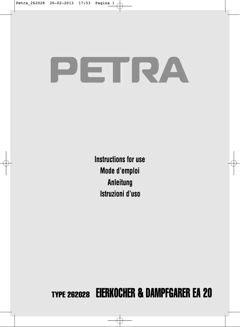 Página nº 1 - Manual de usuario Petra Electric EA 20