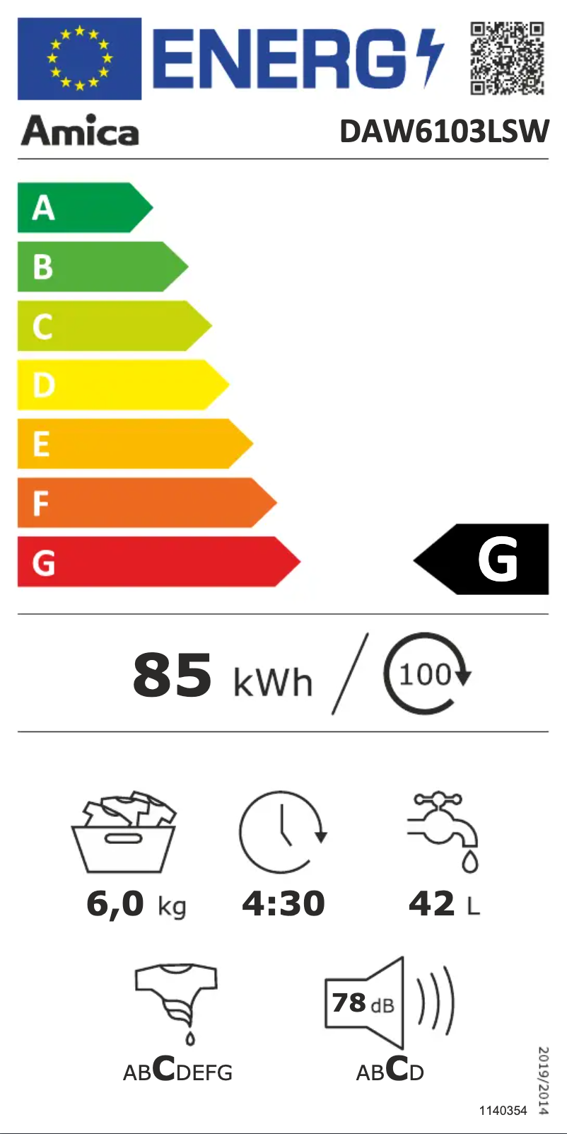 Página nº 1 - Manual de usuario Amica DAW6103LSW