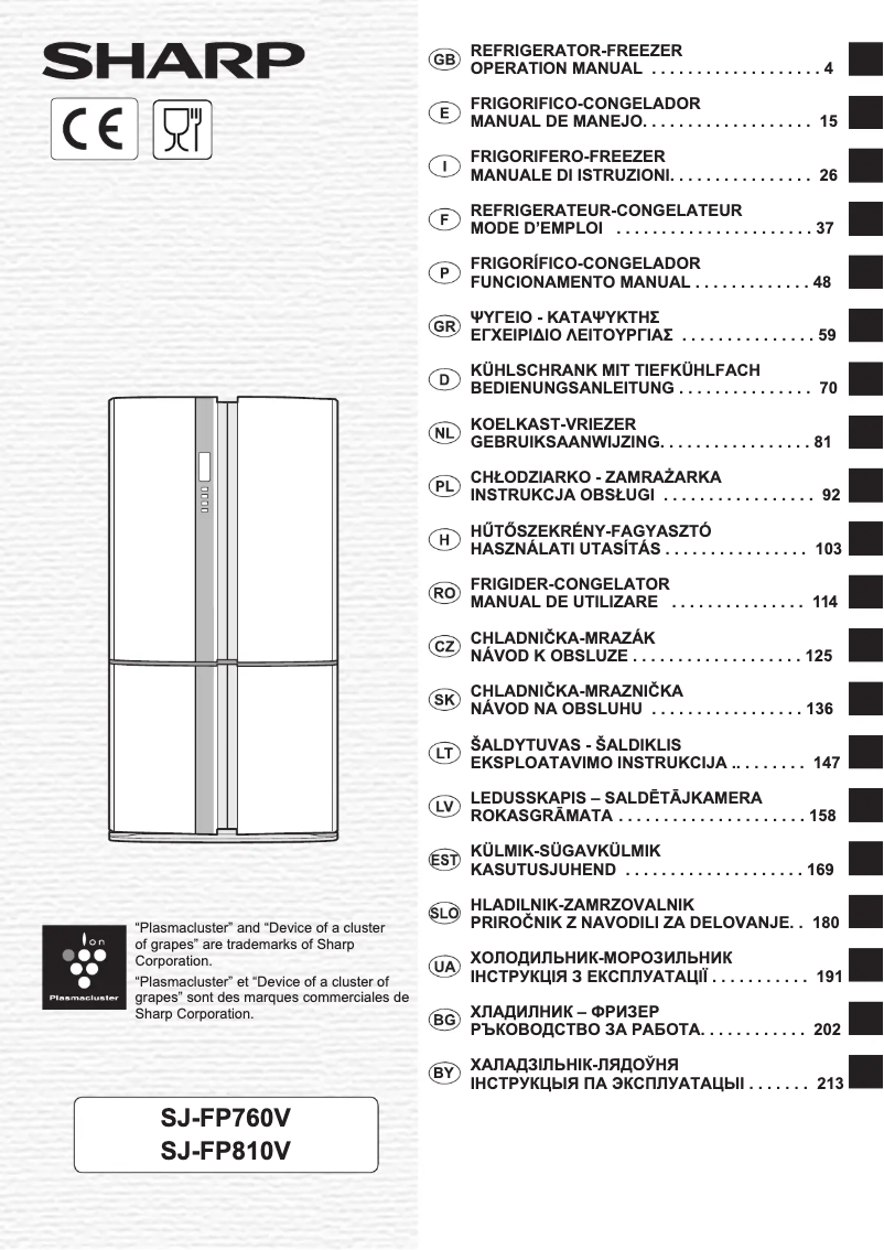 Imagen de la primera página del manual del dispositivo SJ-FP810V