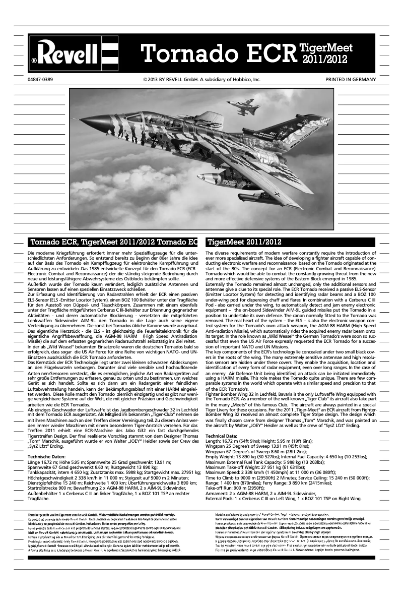 Imagen de la primera página del manual del dispositivo Tornado Lechfeld Tiger 2011