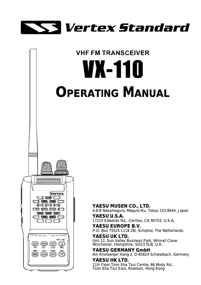 Imagen de la primera página del manual del dispositivo VX-110