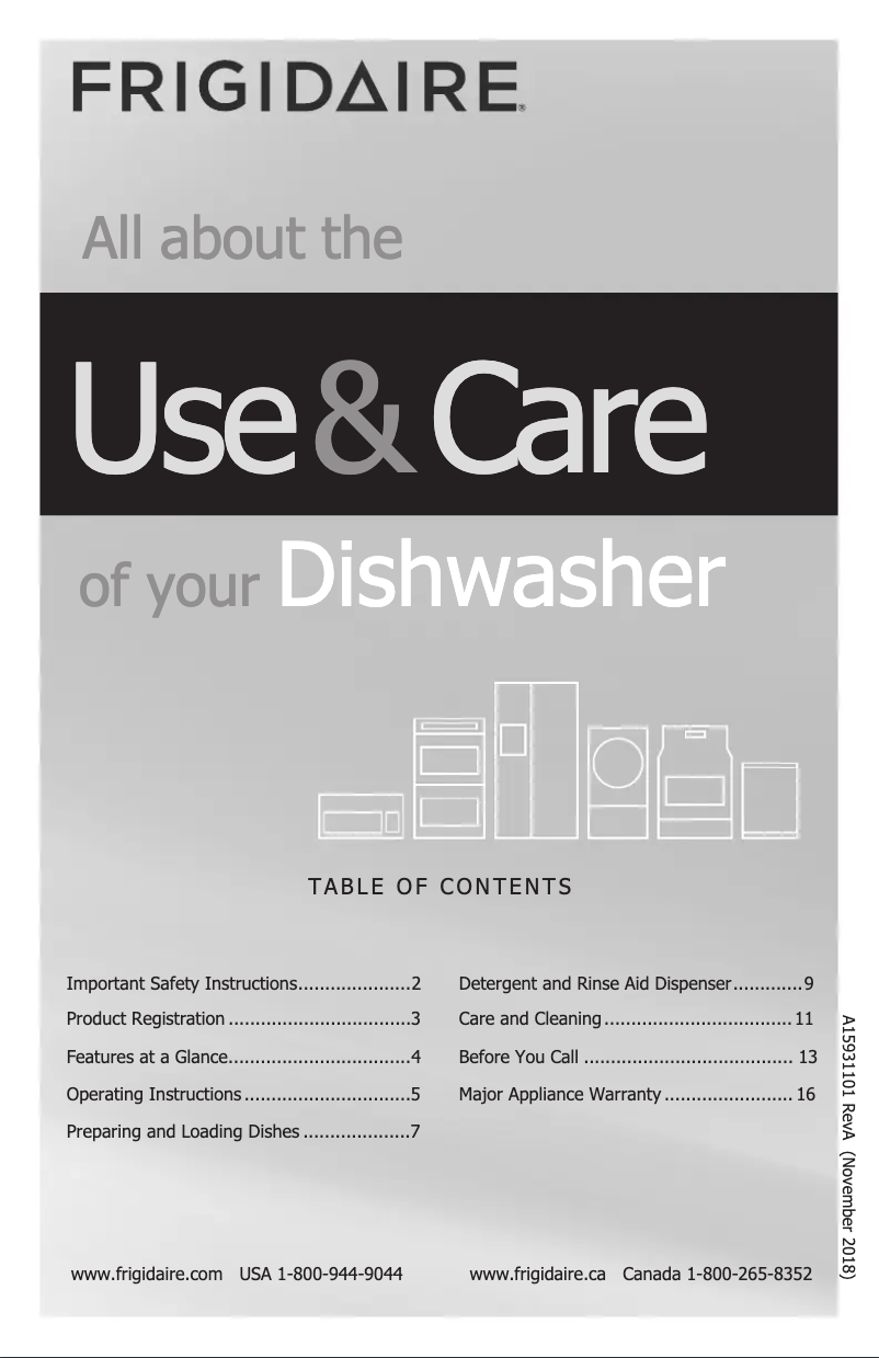 Imagen de la primera página del manual del dispositivo FFBD1831UW