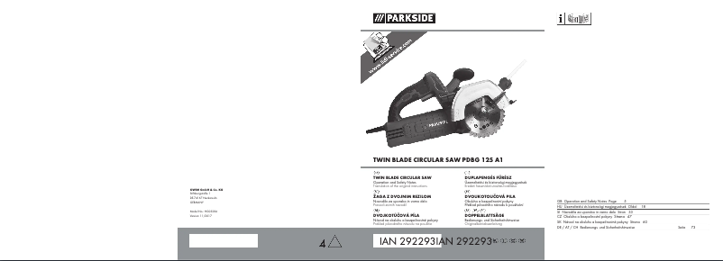 Página 1 del manual Manual de usuario Parkside PDBG 125 A1