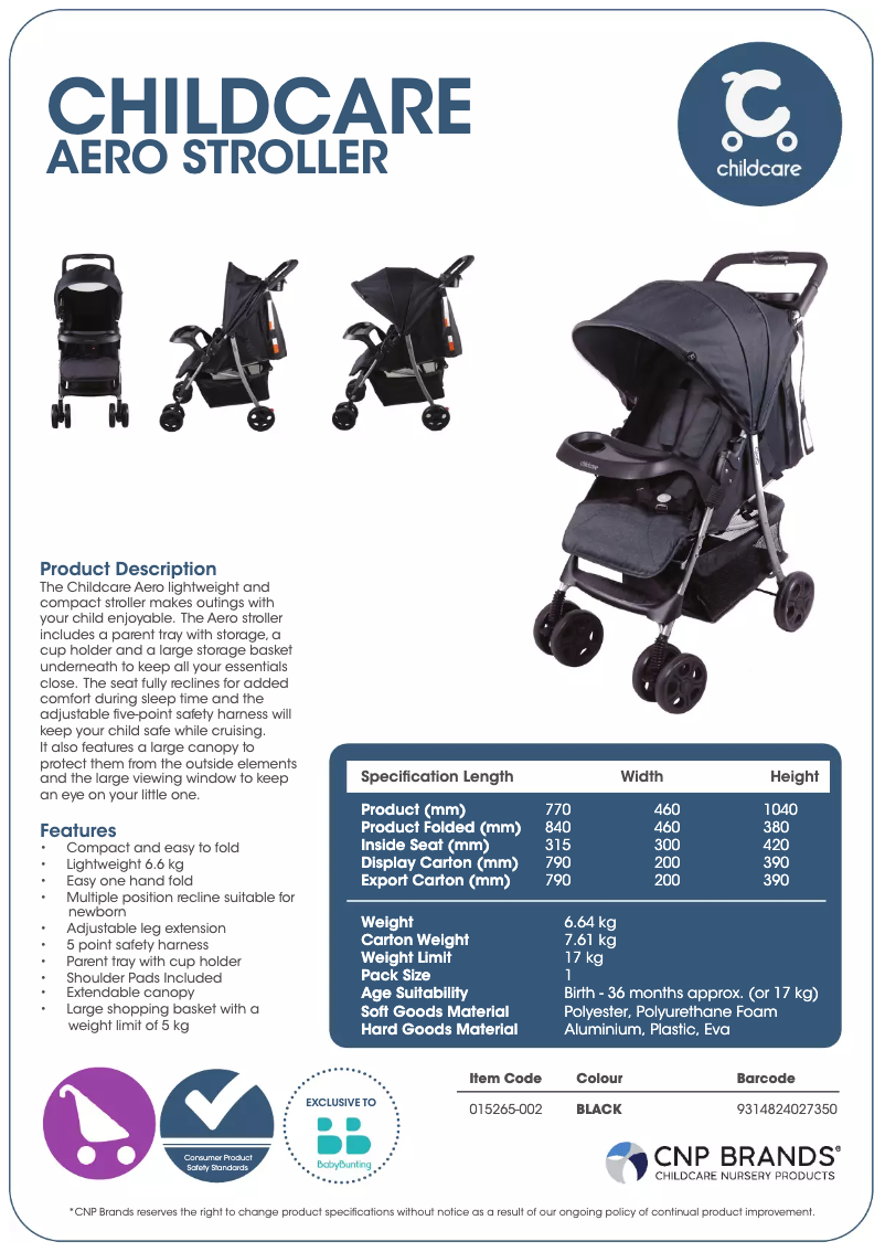 Página 1 del manual Manual de usuario Childcare Aero