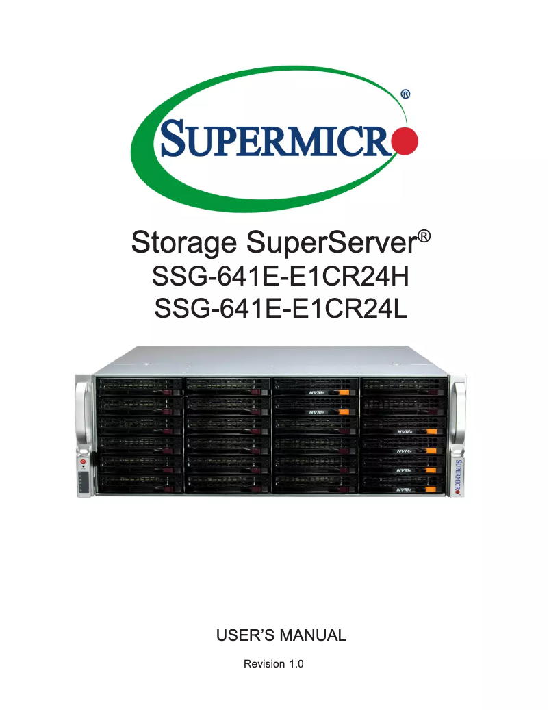 Página 1 del manual Manual de usuario Supermicro SuperServer SSG-641E-E1CR24L