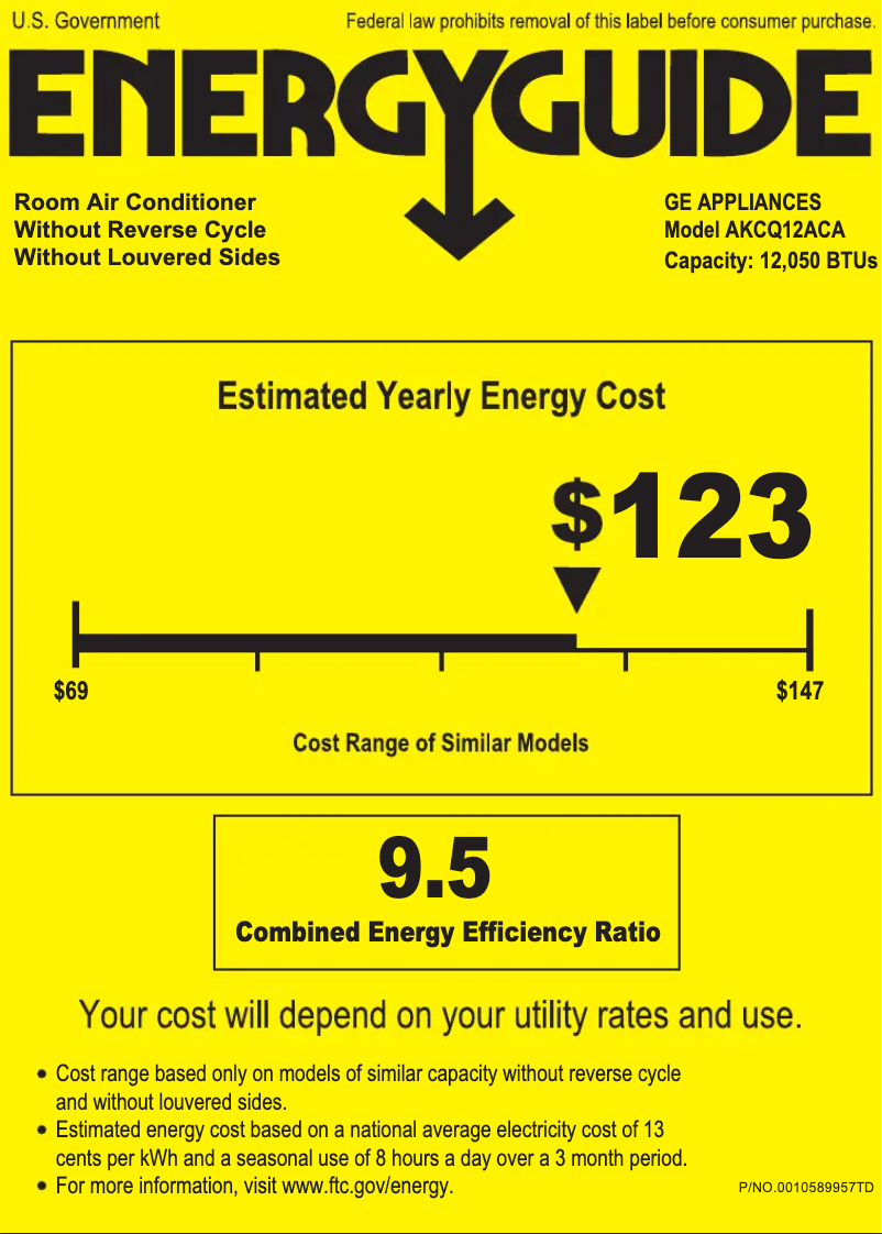 Página 1 del manual Etiqueta energética GE AKCQ12ACA