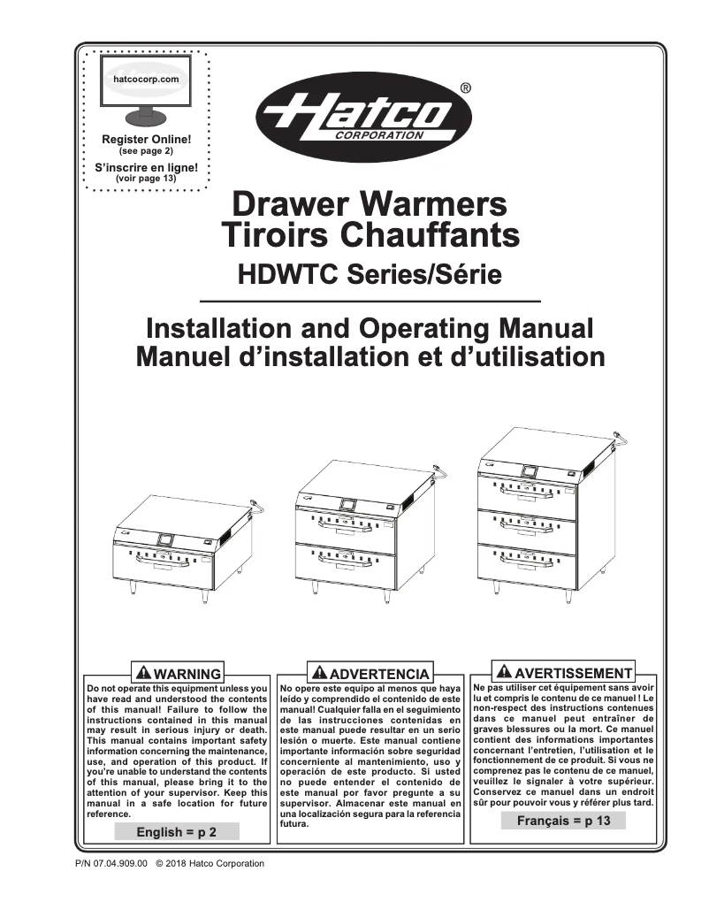 Página 1 del manual Manual de usuario Hatco HDWTC-1