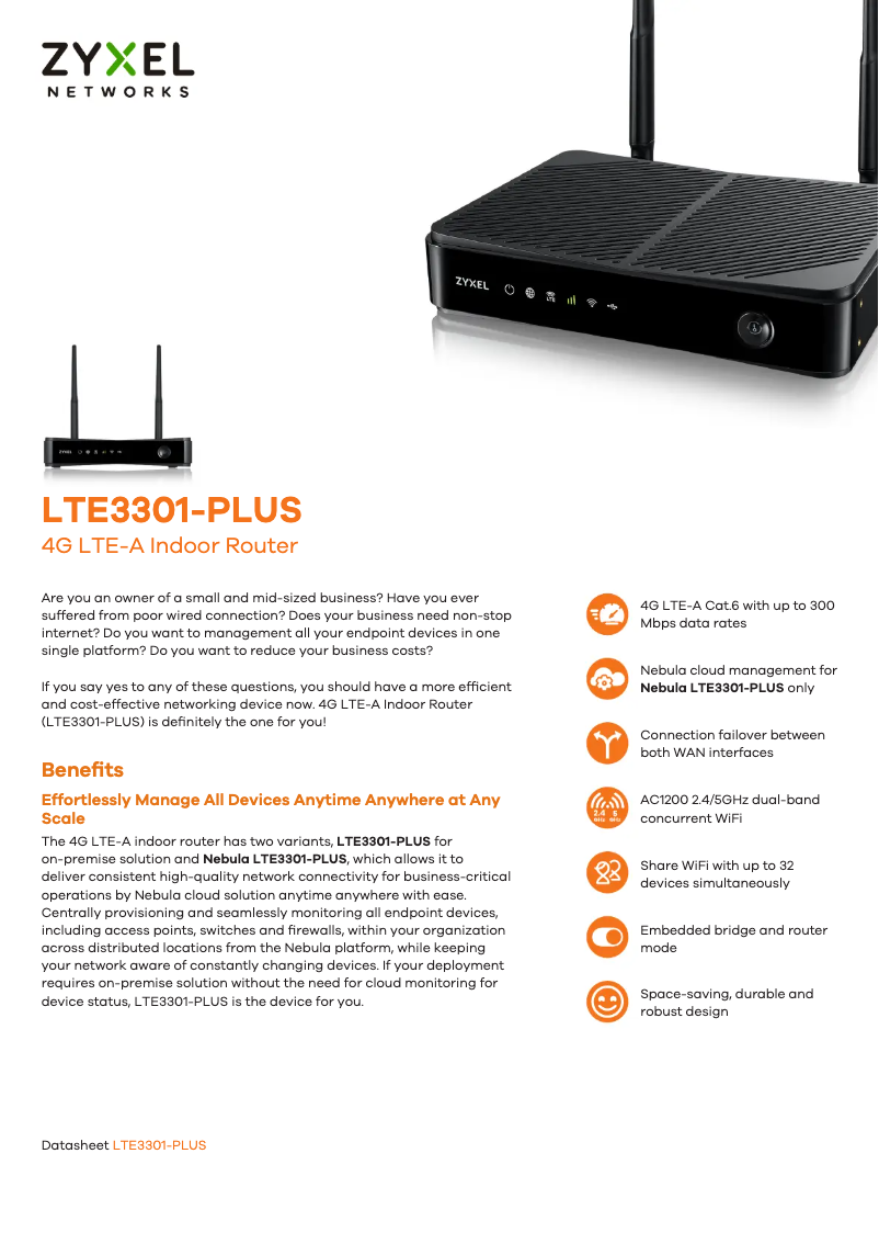 Imagen de la primera página del manual del dispositivo Nebula LTE3301-PLUS