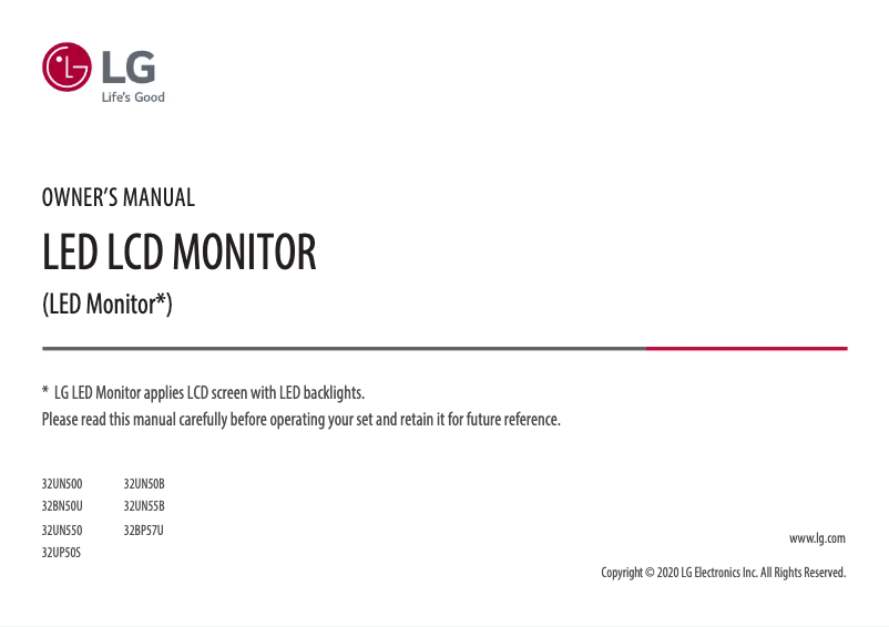 Imagen de la primera página del manual del dispositivo 32UP50S