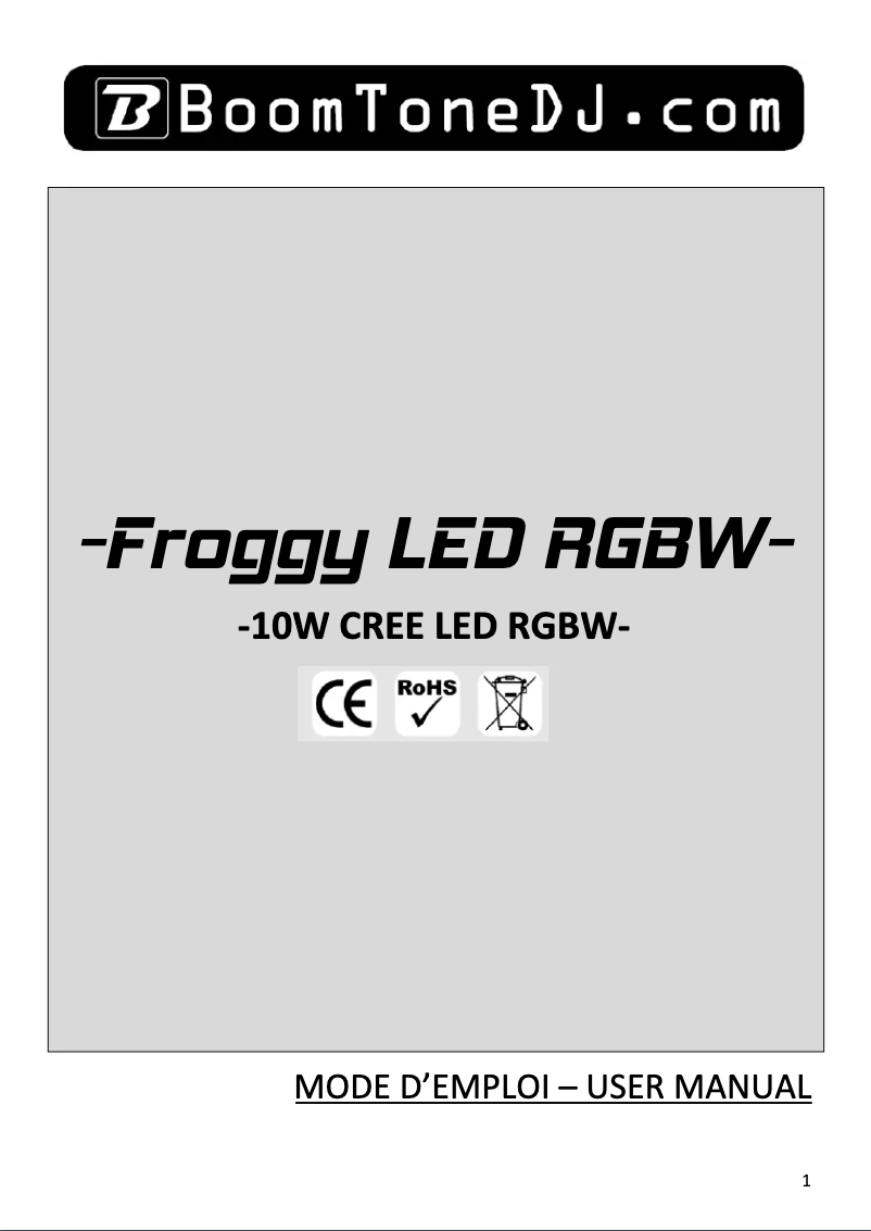 Imagen de la primera página del manual del dispositivo Froggy Led W