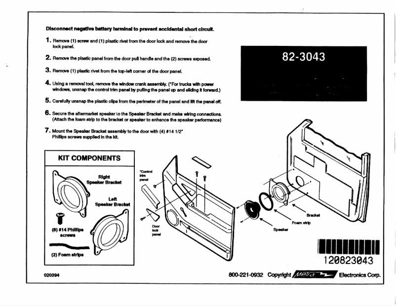 Página 1 del manual Manual de usuario Metra 82-3043