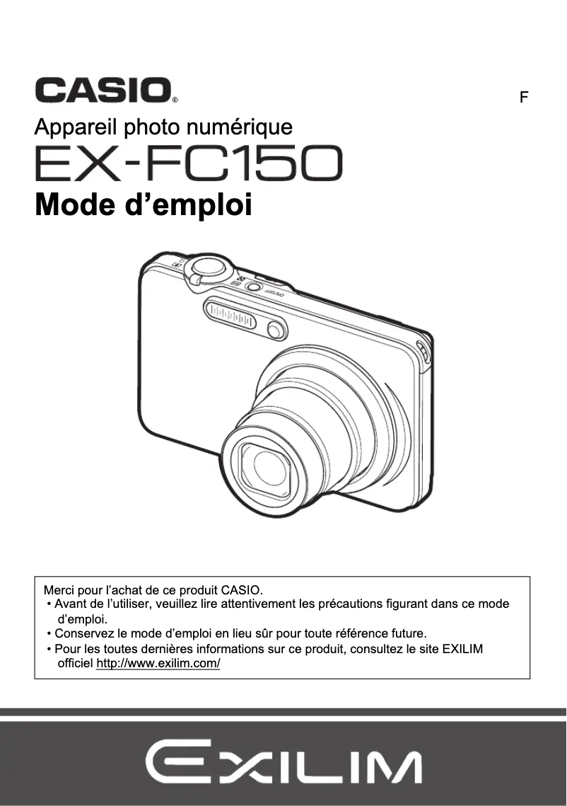 Imagen de la primera página del manual del dispositivo Exilim EX-FC150