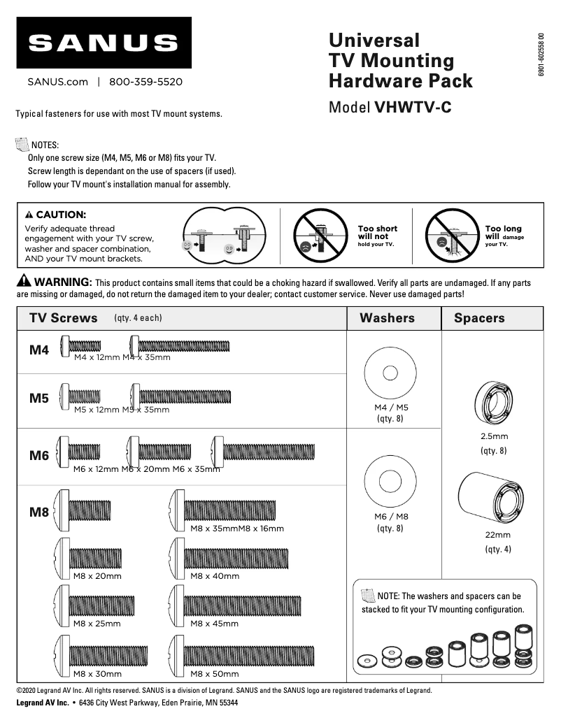 Página 1 del manual Manual de usuario Sanus VHWTV-C