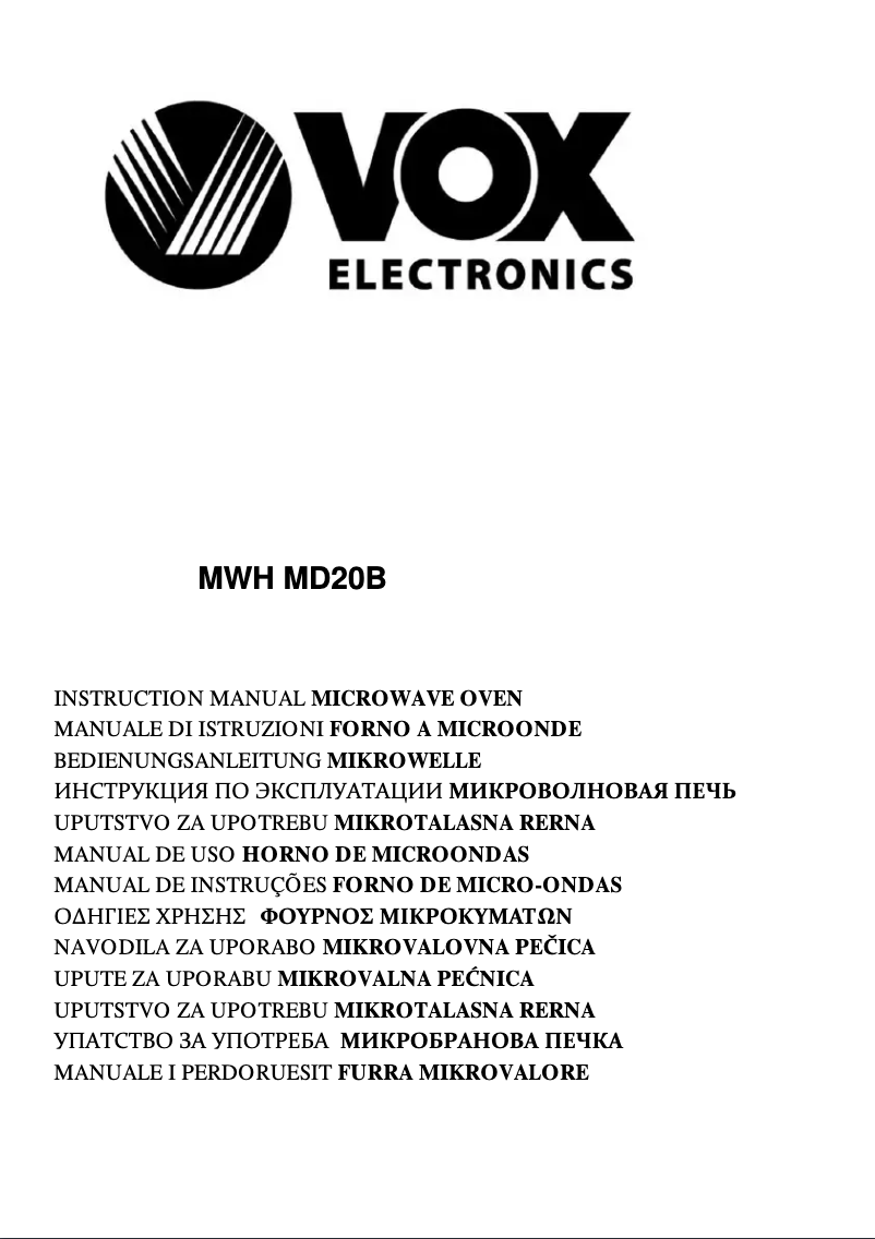 Imagen de la primera página del manual del dispositivo MWH-MD20B