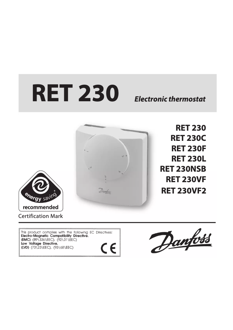 Imagen de la primera página del manual del dispositivo RET 230VF