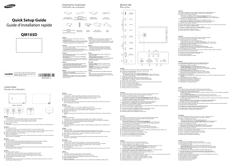 Página 1 del manual Guía de instalación Samsung QM105D
