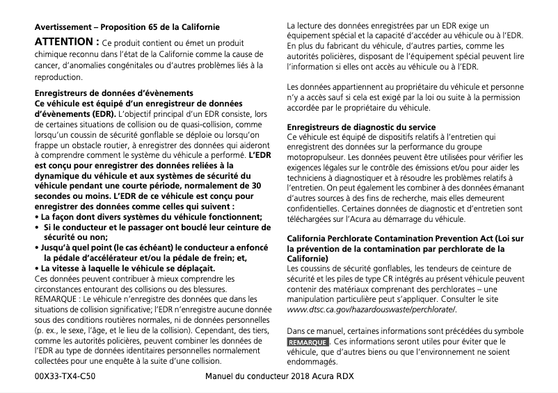 Imagen de la primera página del manual del dispositivo RDX (2018)