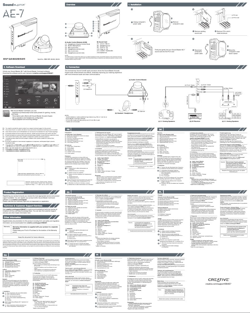 Página 1 del manual Guía de inicio rápido Creative Sound Blaster AE-7