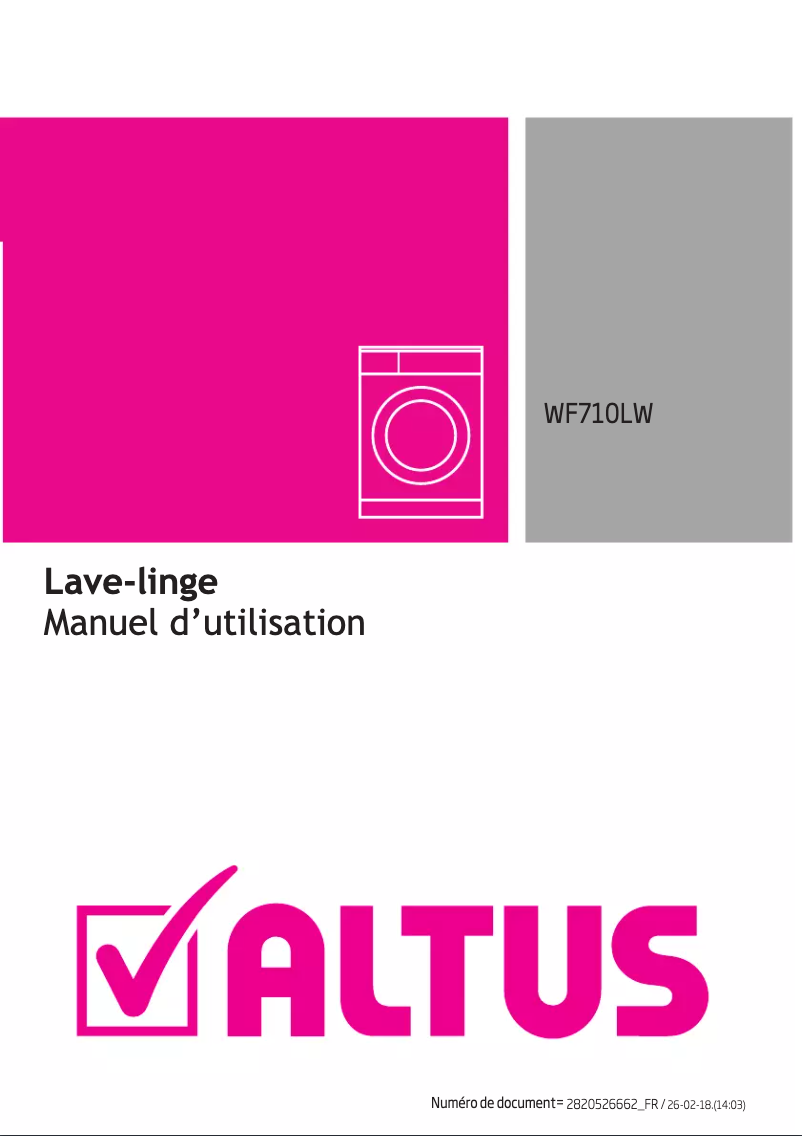 Página 1 del manual Manual de usuario Altus WF710LW