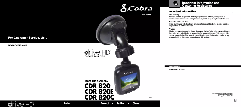 Imagen de la primera página del manual del dispositivo CDR 820E