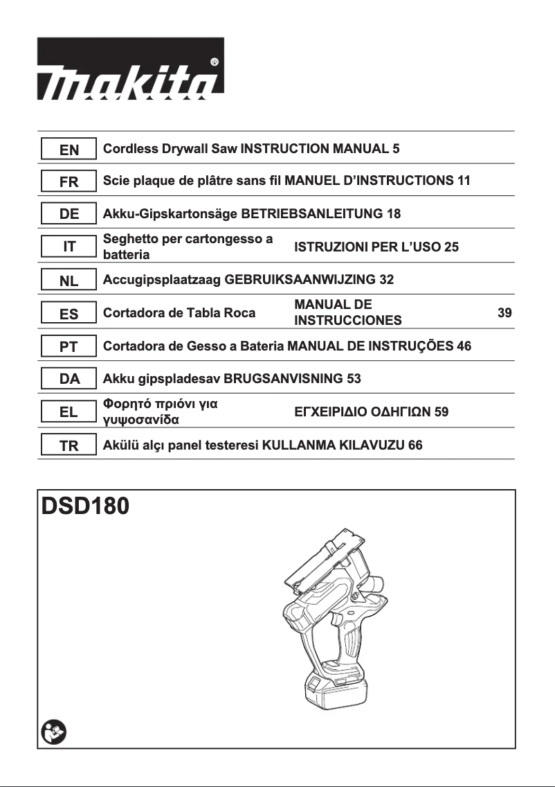 Página 1 del manual Manual de usuario Makita DSD180Z