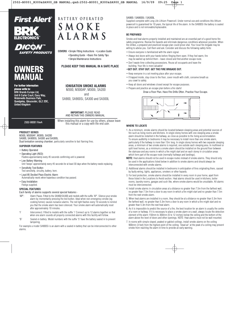 Imagen de la primera página del manual del dispositivo SA900SI