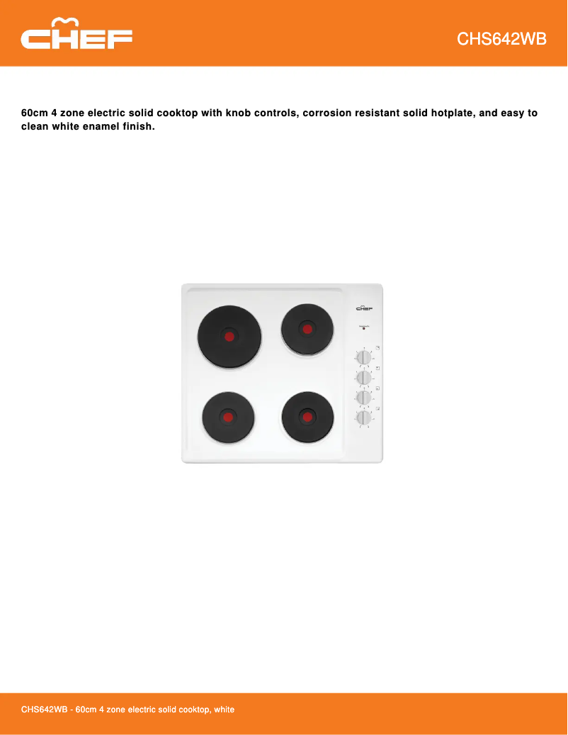 Página 1 del manual Ficha técnica Chef CHS642WB