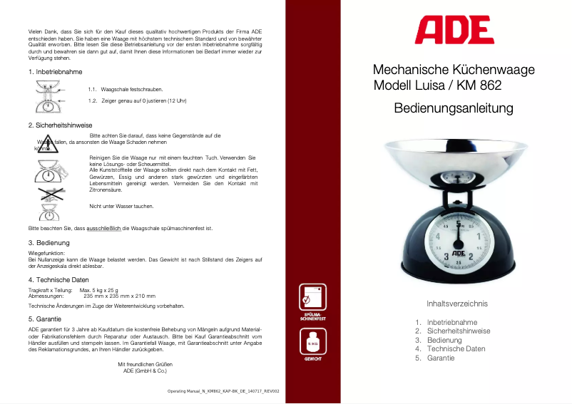 Imagen de la primera página del manual del dispositivo Luisa KM 862