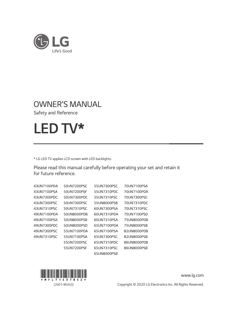 Página 1 del manual Manual de usuario LG 43UN7300PSC