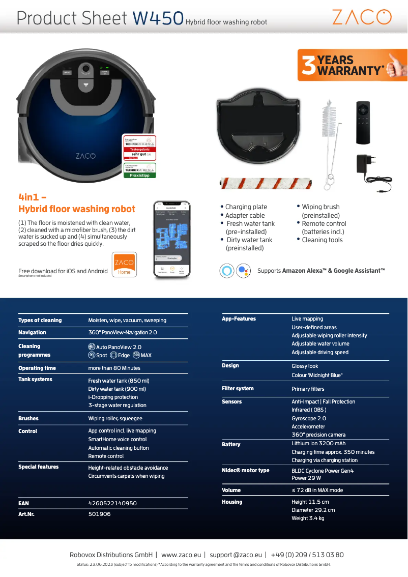 Imagen de la primera página del manual del dispositivo W450