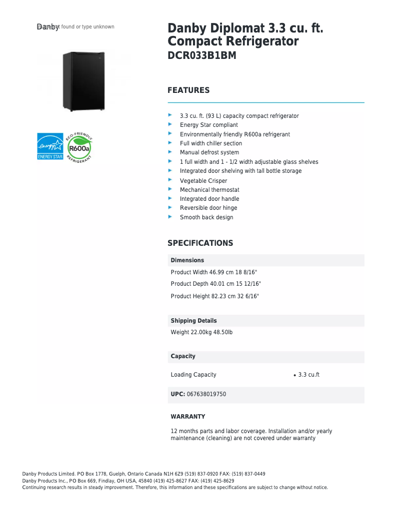 Imagen de la primera página del manual del dispositivo DCR033B1BM