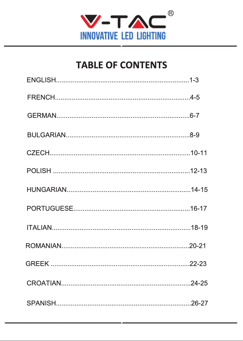 Página 1 del manual Manual de usuario V-TAC VT-7815