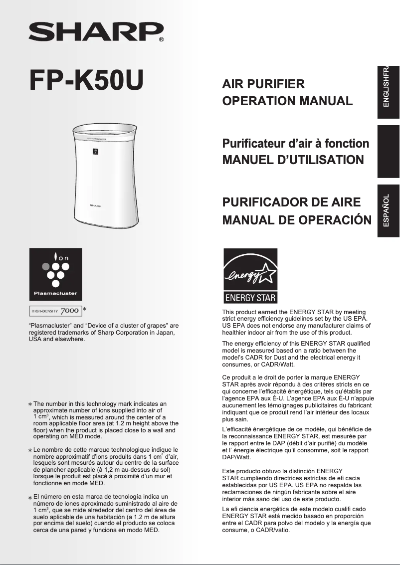 Imagen de la primera página del manual del dispositivo FP-K50U