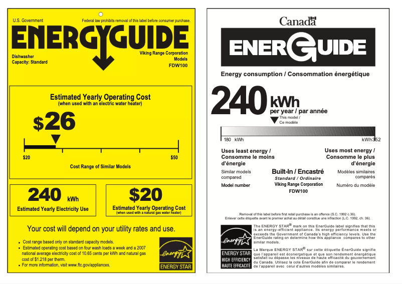 Página 1 del manual Etiqueta energética Viking FDW103