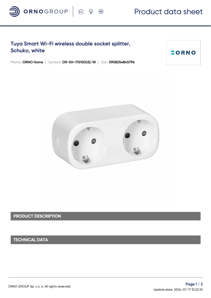 Imagen de la primera página del manual del dispositivo OR-SH-17510