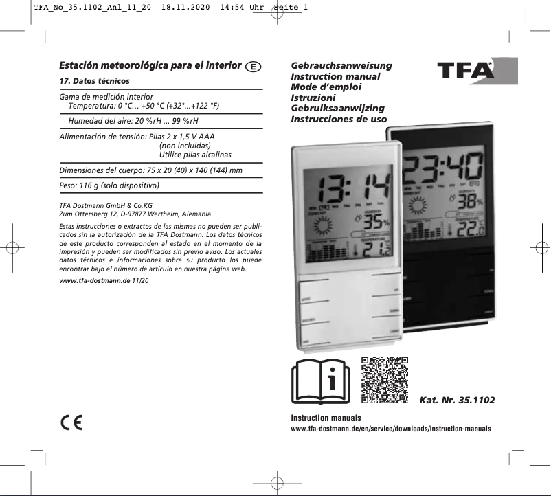 Imagen de la primera página del manual del dispositivo Komfort 35.1102.01