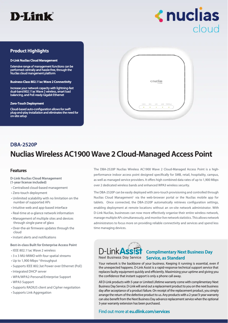 Imagen de la primera página del manual del dispositivo DBA-2520P