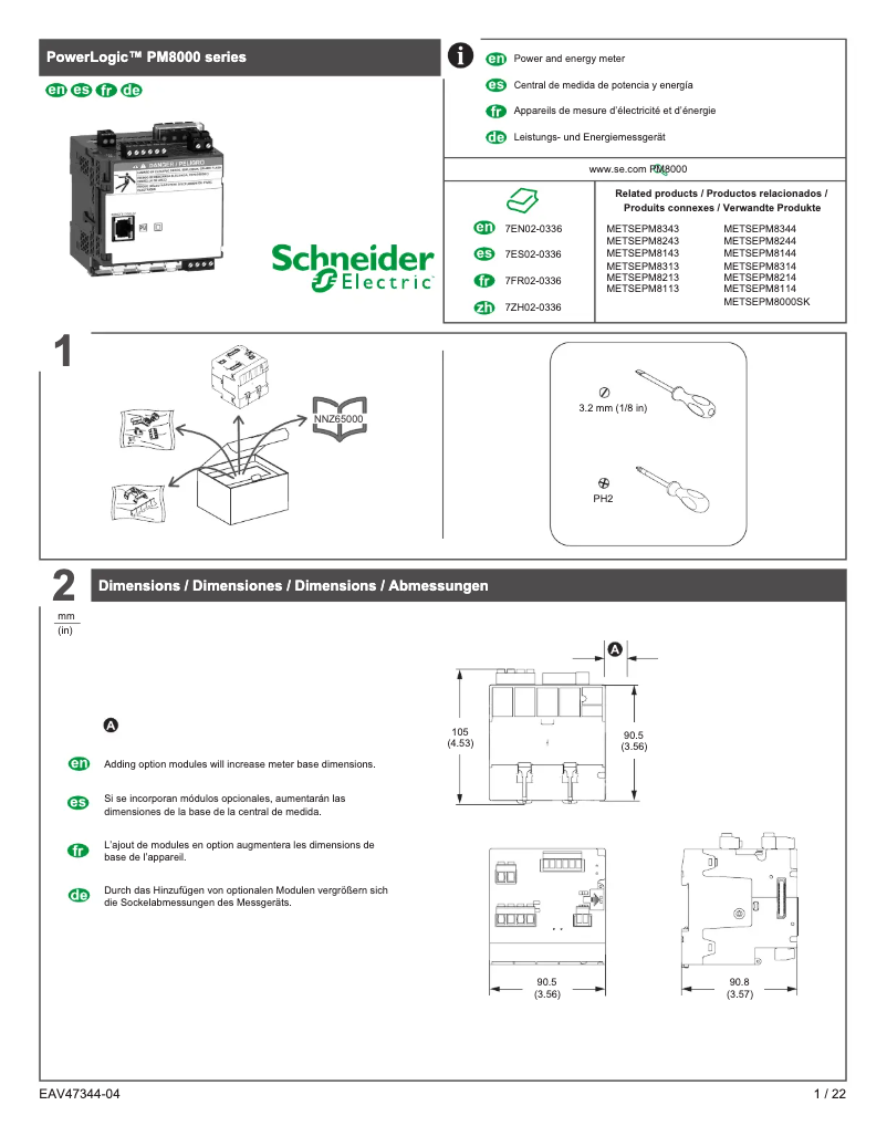 Imagen de la primera página del manual del dispositivo METSEPM8244