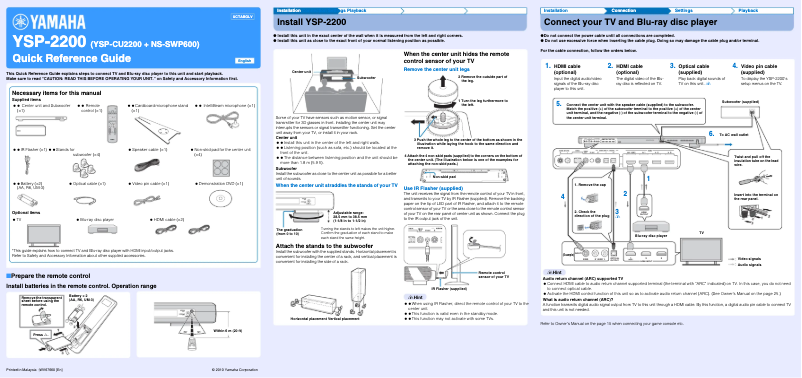 Imagen de la primera página del manual del dispositivo YSP-2200