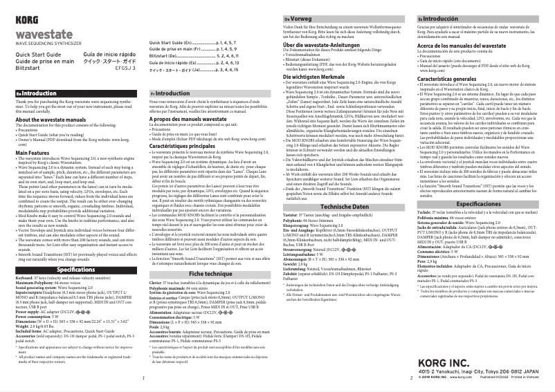 Imagen de la primera página del manual del dispositivo Wavestate