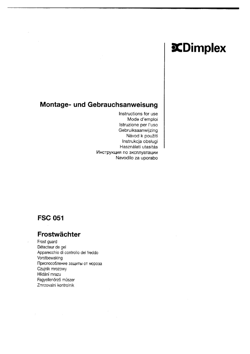 Página nº 1 - Manual de usuario Dimplex FSC 051