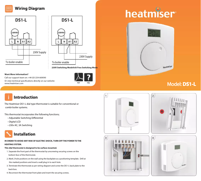 Página 1 del manual Manual de usuario Heatmiser DS1-L