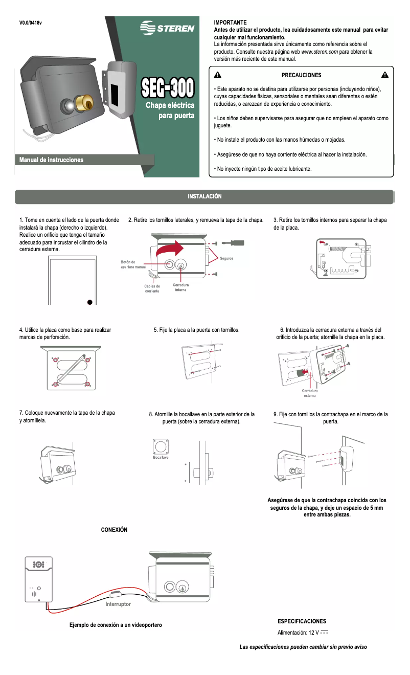 Imagen de la primera página del manual del dispositivo SEG-300
