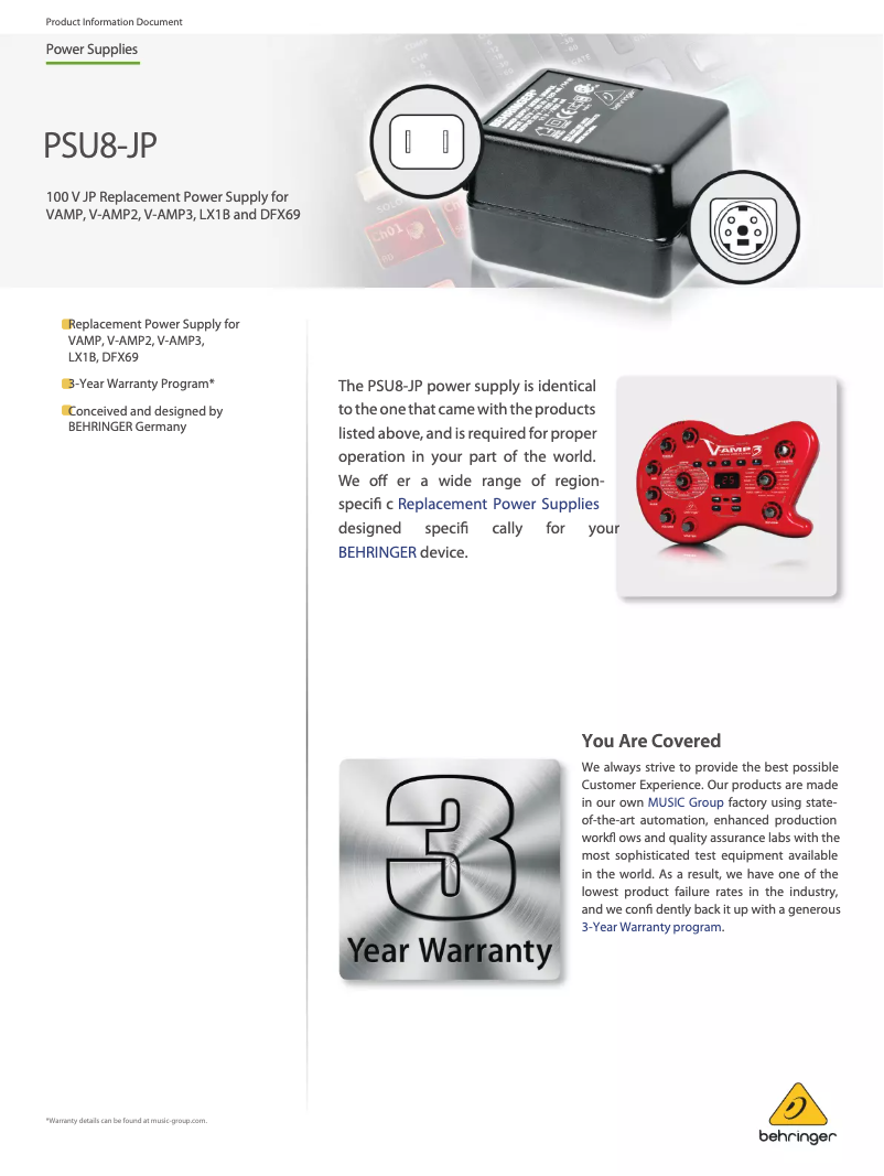 Página 1 del manual Manual de usuario Behringer PSU8-JP