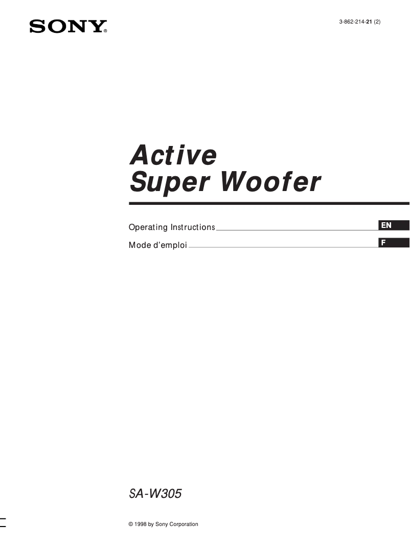 Página 1 del manual Manual de usuario Sony SA-W305