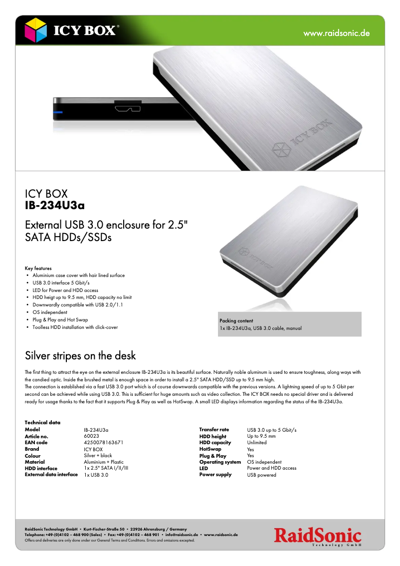 Página nº 1 - Ficha técnica Icy Box IB-234U3a