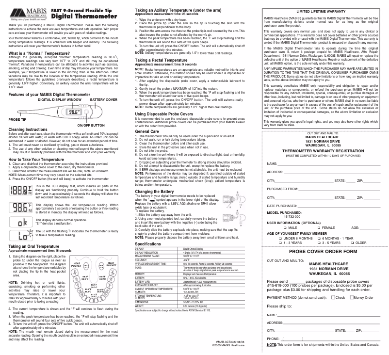 Página 1 del manual Manual de usuario Mabis 9-Second Flex Tip