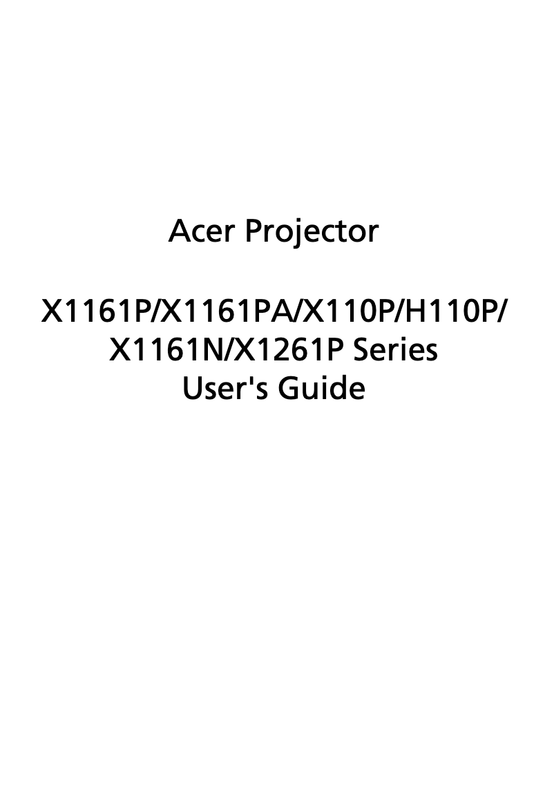 Página nº 1 - Manual de usuario Acer X1261P