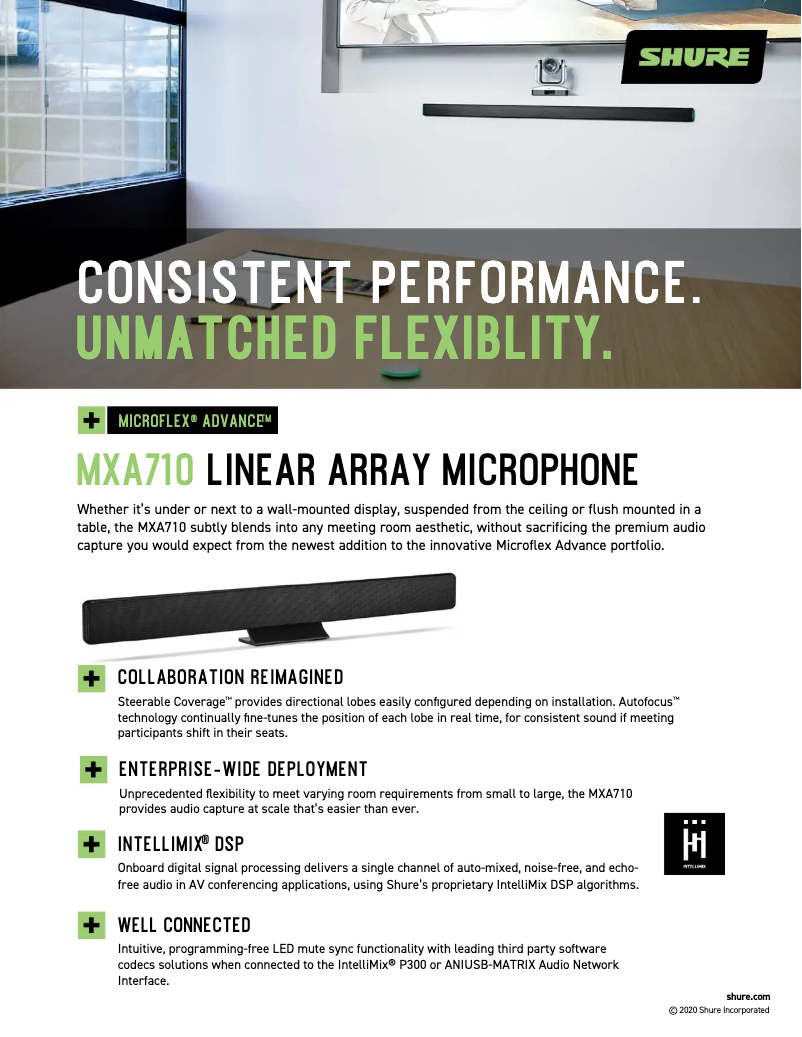 Página 1 del manual Ficha técnica Shure MXA710